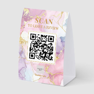 Luxe Feminine Marble Pink Purple Gold QR Code