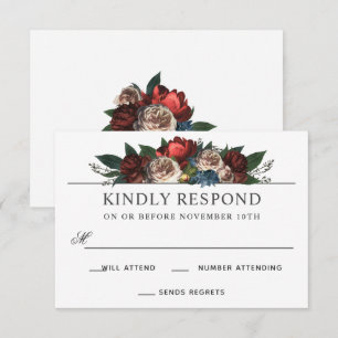 Luxe Floral Arrangement Wedding RSVP Response Invitation