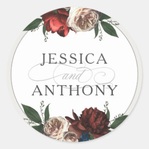 Luxe Floral Bouquets Elegant Wedding Classic Round Sticker