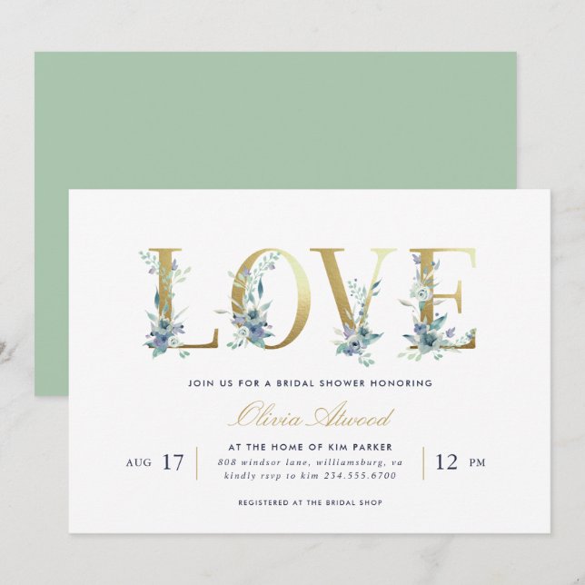 Luxe Floral Bridal Shower Invitation (Front/Back)