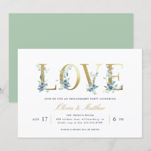 Luxe Floral Engagement Party Invitation