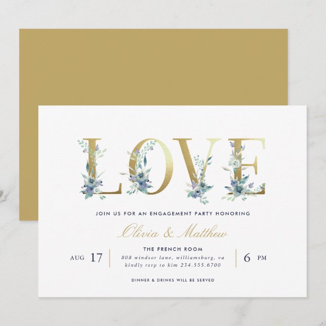 Luxe Floral Engagement Party Invitation (Front/Back)