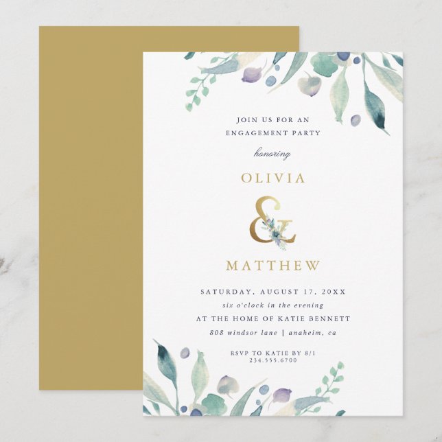 Luxe Floral Engagement Party Invitation (Front/Back)