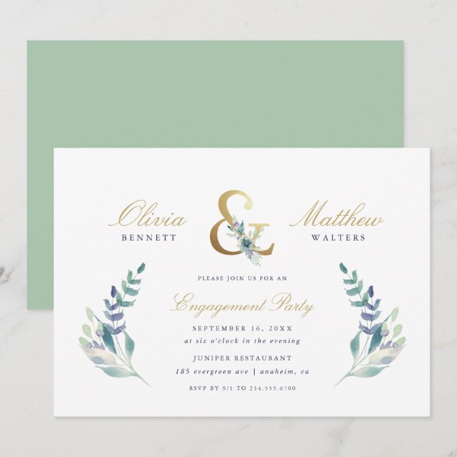 Luxe Floral Engagement Party Invitation (Front/Back)