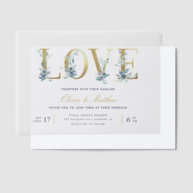 Luxe Floral Love Wedding Vellum Invitations (Offset)