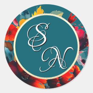 Luxe Floral Monogram Initials Sticker
