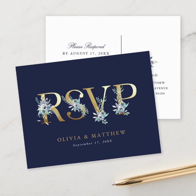 Luxe Floral RSVP Postcard with Meal Choice (Creator Uploaded)