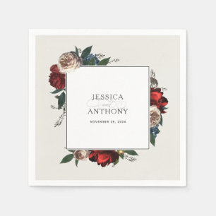 Luxe Floral Wedding Burgundy Red and Pink Napkin