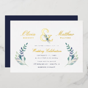 Luxe Floral Wedding Foil Invitation