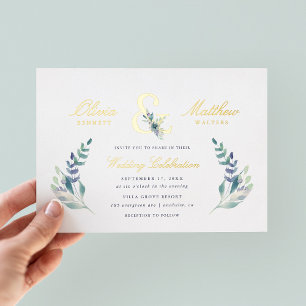 Luxe Floral Wedding Foil Invitation