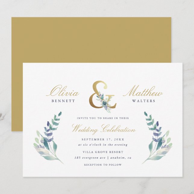 Luxe Floral Wedding Invitation (Front/Back)