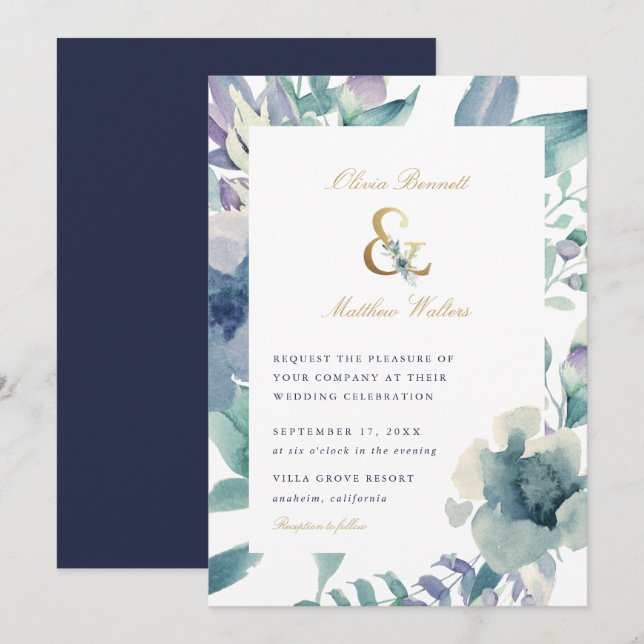 Luxe Floral Wedding Invitation (Front/Back)