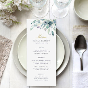 Luxe Floral Wedding Menu Card