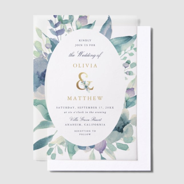 Luxe Floral Wedding Vellum Invitations (Offset)