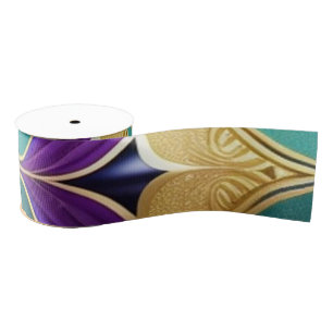 Luxe Foil Glam Gold Purple   Grosgrain Ribbon