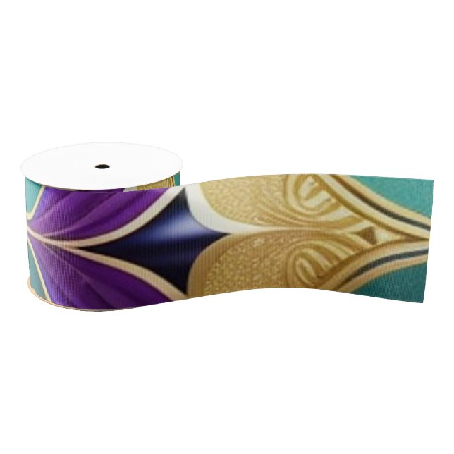 Luxe Foil Glam Gold Purple   Grosgrain Ribbon (Spool)