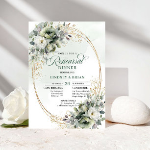 Luxe Garden Rehearsal Dinner Dusty Green Foliage Invitation