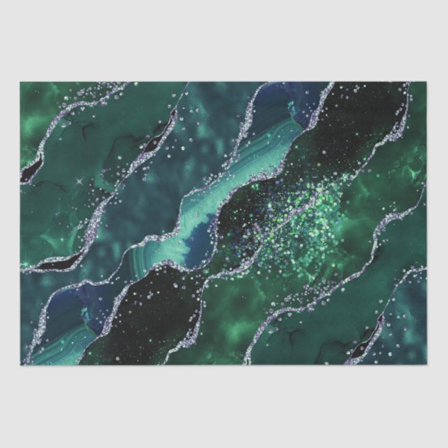 Luxe Gemstone Emerald Glitter Agate Tissue Paper (Front)