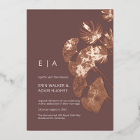 Luxe Gingko Leaf Real Rose Gold Wedding