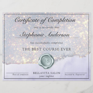 Luxe Glam Glitter Course Certificate Of Completion