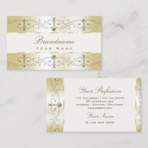 Luxe Glam Gold and Cream Ornate Borders Ornamental Business Card