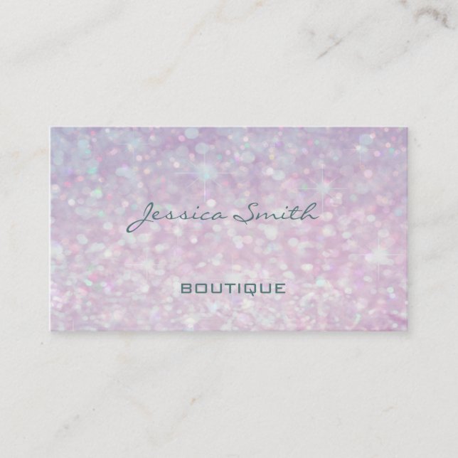 Luxe glamourous modern elegant plain bokeh business card (Front)