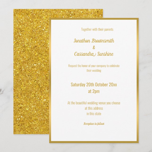LUXE GLITTER TRIMMED WEDDING INVITATION (Front/Back)