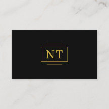Luxe Gold 2 Initial Monogram Minimalist Black
