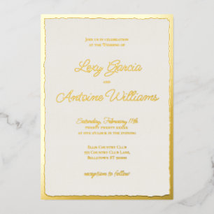 Luxe Gold Bold Edge Off White Wedding Invitation