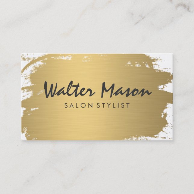Luxe Gold Brushed Modern Text Business Card (Front)