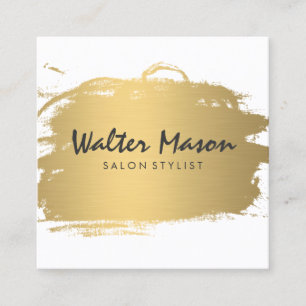 Luxe Gold Brushed Modern Text Square Business Card