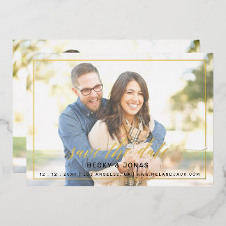 Luxe Gold Calligraphy 2 photos Save The Date