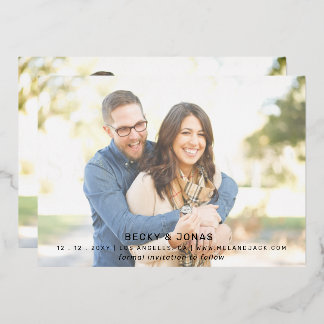 Luxe Gold Calligraphy 2 photos Save The Date Foil