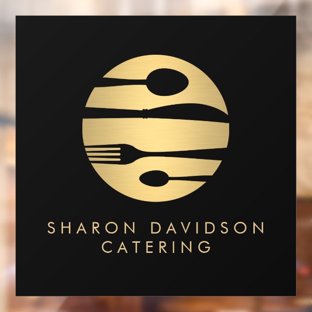 Luxe Gold Catering Logo Restaurant, Food Black Window Cling (Sheet 2)