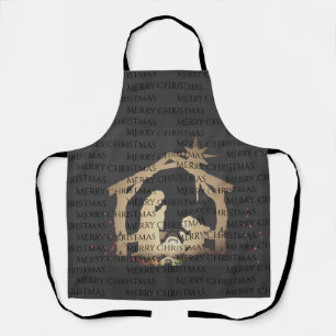 Luxe Gold Christmas Nativity Apron