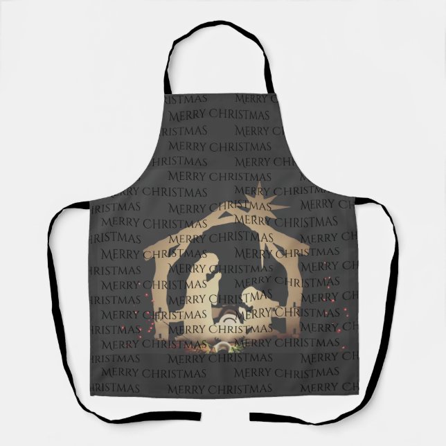 Luxe Gold Christmas Nativity  Apron (Front)