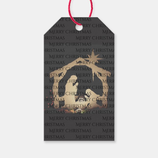 Luxe Gold Christmas Nativity  Gift Tags (Front)