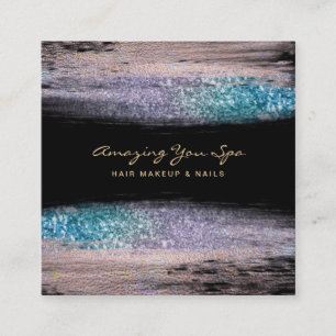 *~* Luxe Gold Glam Rainbow Glitter Exciting Square Business Card