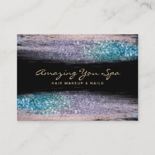 *~* Luxe Gold Glam Rainbow Glitter Watercolor Business Card