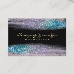 *~* Luxe Gold Glam Rainbow Ombre Glitter Business Card