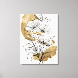 Luxe Gold Leaf Abstract Flowers Canvas Print