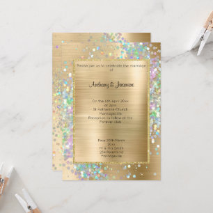 LUXE GOLD METALLIC HOLOGRAPHIC PASTEL WEDDING INVITATION