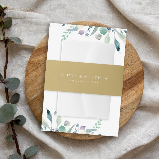 Luxe Gold Minimalist Wedding Monogram Invitation Belly Band (Creator Uploaded)