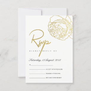 LUXE GOLD NAVY WHITE ELEGANT ROSE FLORAL RSVP