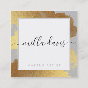 LUXE GOLD pretty modern glam gilded pale grey Square Business Card