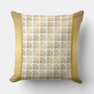 Luxe Gold Seashell Design Throw Pillow
