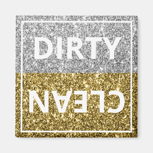Luxe Gold Silver Glitter Shine Dishwasher Magnet (Front)