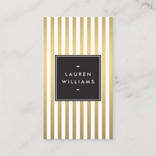 Luxe Gold Stripes Boutique, Fashion, Beauty Business Card