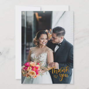 Luxe & Gold Thank You Wedding Cards - with Photo 