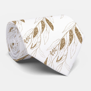 LUXE GOLD WHITE EUCALYPTUS BOTANICAL TIE